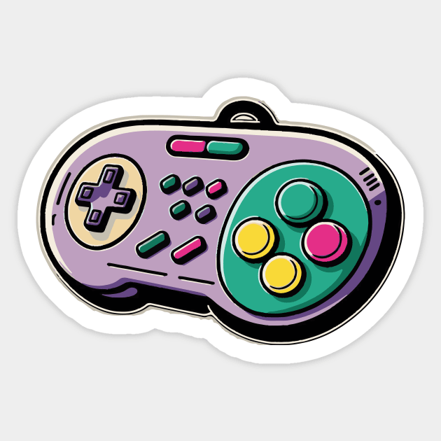 Retro Video Game Controller || Vector Art Sticker by Mad Swell Designs